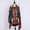 New arrival winter fake cashmere scarf color block with little tassels pashmina poncho